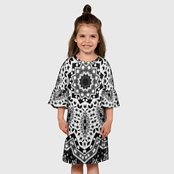 Платье клеш для девочки Черно-белый орнамент, цвет: 3D-принт — фото 2