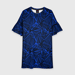 Платье клеш для девочки Черно-синий геометрический, цвет: 3D-принт