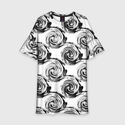 Платье клеш для девочки Черно-белый абстрактный узор, цвет: 3D-принт