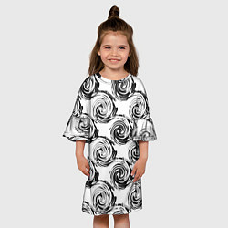 Платье клеш для девочки Черно-белый абстрактный узор, цвет: 3D-принт — фото 2
