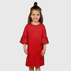 Платье клеш для девочки Ярко-красный мраморный узор, цвет: 3D-принт — фото 2