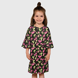 Платье клеш для девочки Вишневый узор, цвет: 3D-принт — фото 2