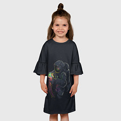 Платье клеш для девочки Космическая медуза, цвет: 3D-принт — фото 2