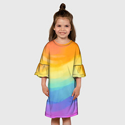 Платье клеш для девочки РАДУЖНЫЕ ВОЛНЫ RAINBOW WAVES Z, цвет: 3D-принт — фото 2