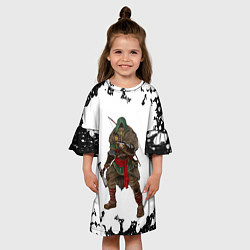 Платье клеш для девочки ASSASSINS CREED VALHALLA спина Z, цвет: 3D-принт — фото 2
