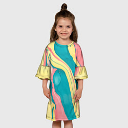 Платье клеш для девочки Красочный развод, цвет: 3D-принт — фото 2