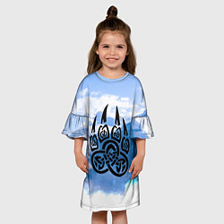 Платье клеш для девочки Печать Велеса Волчья лапа, цвет: 3D-принт — фото 2