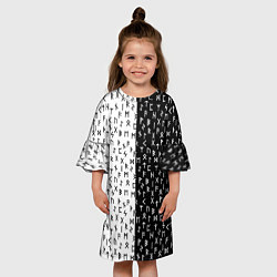 Платье клеш для девочки Руны чёрно-белое, цвет: 3D-принт — фото 2