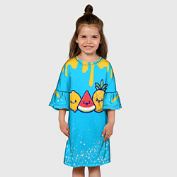 Платье клеш для девочки ЛИМОН АРБУЗ АНАНАС, цвет: 3D-принт — фото 2