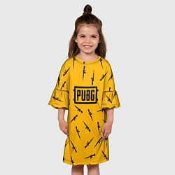 Платье клеш для девочки PUBG АВТОМАТЫ ПАТТЕРН ЖЁЛТЫЙ, цвет: 3D-принт — фото 2