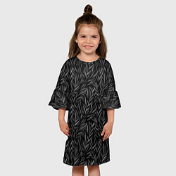 Платье клеш для девочки Растительный орнамент черно-белый, цвет: 3D-принт — фото 2
