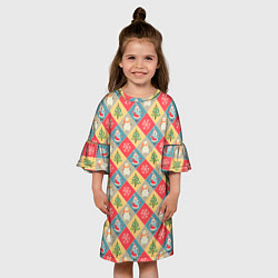 Платье клеш для девочки Новогодние Праздники, цвет: 3D-принт — фото 2