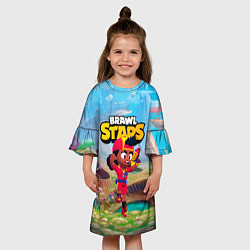 Платье клеш для девочки Meg в прыжке Brawl Stars, цвет: 3D-принт — фото 2