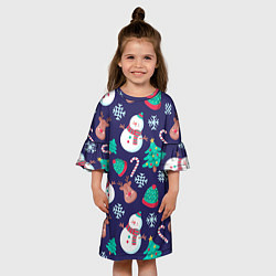 Платье клеш для девочки Рождественский Паттерн!, цвет: 3D-принт — фото 2