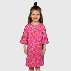 Платье клеш для девочки Цикламеновая пиксельная абстракция, цвет: 3D-принт — фото 2