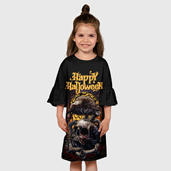 Платье клеш для девочки Черный ворон на Хэллоуин, цвет: 3D-принт — фото 2