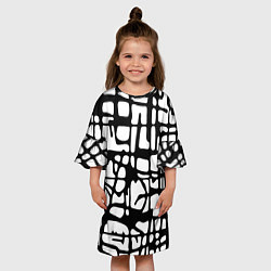 Платье клеш для девочки Черно-Белый мотив Cantabrigiensia, подходящий для, цвет: 3D-принт — фото 2