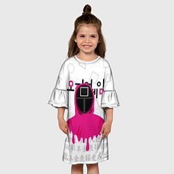 Платье клеш для девочки Игра в кальмара: Страж квадрат, цвет: 3D-принт — фото 2