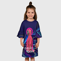 Платье клеш для девочки Игра в кальмара: Абстракция, цвет: 3D-принт — фото 2