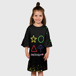 Платье клеш для девочки Игра в кальмара: Фигурки, цвет: 3D-принт — фото 2