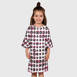 Платье клеш для девочки Игра в кальмара: Паттерн масок, цвет: 3D-принт — фото 2