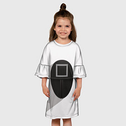 Платье клеш для девочки Игра в кальмара: Маска квадрат, цвет: 3D-принт — фото 2