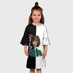 Платье клеш для девочки ИГРА В КАЛЬМАРА НОМЕР 067 SQUID GAME, цвет: 3D-принт — фото 2