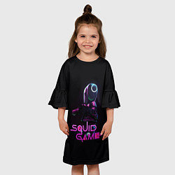 Платье клеш для девочки Игра в кальмара - символ круг, цвет: 3D-принт — фото 2