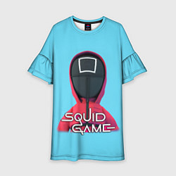 Платье клеш для девочки Squid game квадрат - Игра в кальмара, цвет: 3D-принт