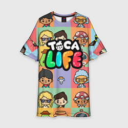 Платье клеш для девочки Toca Life: Faces, цвет: 3D-принт