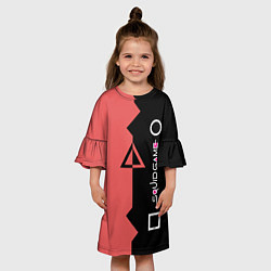 Платье клеш для девочки ФИГУРЫ ИГРА В КАЛЬМАРА, цвет: 3D-принт — фото 2