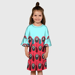 Платье клеш для девочки Охрана Squid game, цвет: 3D-принт — фото 2