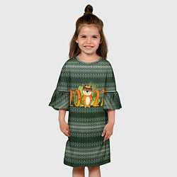 Платье клеш для девочки Новый Год 2022 - Год тигра!, цвет: 3D-принт — фото 2