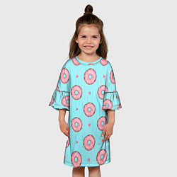 Платье клеш для девочки Розовые пончики, цвет: 3D-принт — фото 2