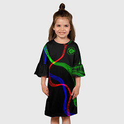 Платье клеш для девочки Неоновый хаос 3DNeon chaos 3D, цвет: 3D-принт — фото 2