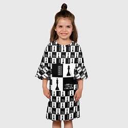 Платье клеш для девочки Шахматы Король и королева 2022, цвет: 3D-принт — фото 2