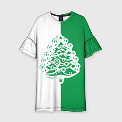 Платье клеш для девочки Зелёная Ёлочка, цвет: 3D-принт