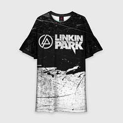 Платье клеш для девочки Линкин Парк Лого Рок ЧБ Linkin Park Rock, цвет: 3D-принт