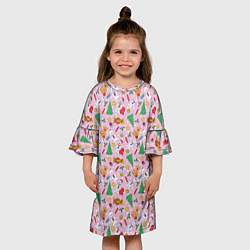 Платье клеш для девочки Новогодние Зверюшки, цвет: 3D-принт — фото 2