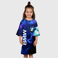 Платье клеш для девочки BMW Синяя молния, цвет: 3D-принт — фото 2
