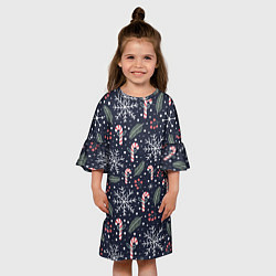 Платье клеш для девочки Паттерн с веточками, цвет: 3D-принт — фото 2