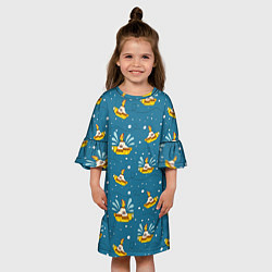 Платье клеш для девочки Много-много Yellow Submarine The Beatles, цвет: 3D-принт — фото 2