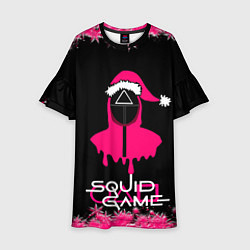 Платье клеш для девочки Squid Game : Игра в кальмара : СНЕЖИНКИ, цвет: 3D-принт