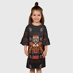 Платье клеш для девочки Новогодний качок-тигр, цвет: 3D-принт — фото 2