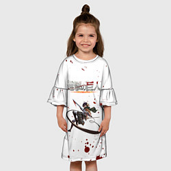 Платье клеш для девочки Атака Микаса с брызгами - Атака на титанов, цвет: 3D-принт — фото 2
