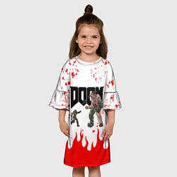 Платье клеш для девочки Doomguy vs Cyberdemon спина, цвет: 3D-принт — фото 2
