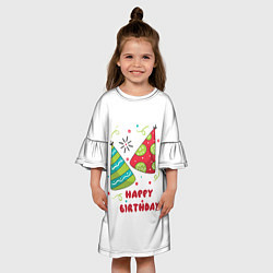 Платье клеш для девочки С днём рождения 3, цвет: 3D-принт — фото 2