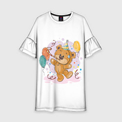 Платье клеш для девочки С днем рождения Медвежонок 6, цвет: 3D-принт