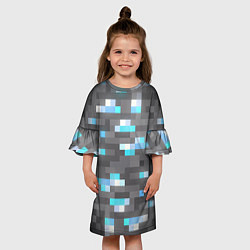 Платье клеш для девочки АЛМАЗНАЯ РУДА DIAMOND ORE MINCRAFT, цвет: 3D-принт — фото 2