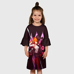 Платье клеш для девочки Вооруженная Аска Ленгли с мечом, цвет: 3D-принт — фото 2